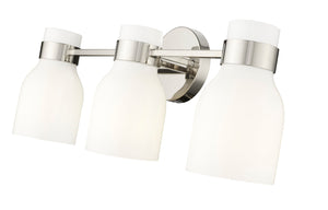 Vanity Fixtures 3 Lamps Corella Vanity Light - Polished Nickel - Opal Shiny Glass - 22.4in. Wide