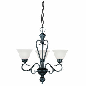 Chandeliers 3 Lamps Devonshire Chandelier - Black - Faux Alabaster Glass - 23in Diameter - E26 Medium Base