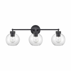 Vanity Fixtures 3 Lamps Jonatan Vanity Light - Matte Black - Clear Glass - 25in. Wide