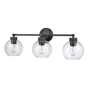 Vanity Fixtures 3 Lamps Jonatan Vanity Light - Matte Black - Clear Glass - 25in. Wide