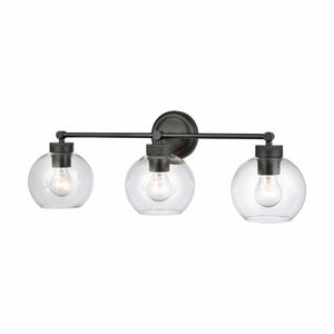 Vanity Fixtures 3 Lamps Jonatan Vanity Light - Matte Black - Clear Glass - 25in. Wide