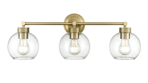 Vanity Fixtures 3 Lamps Jonatan Vanity Light - Vintage Brass - Clear Glass - 25in. Wide