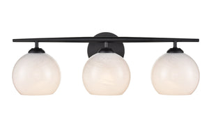 Vanity Fixtures 3 Lamps Kimorra Vanity Light - Matte Black - White Cloud Glass - 23.88in. Wide