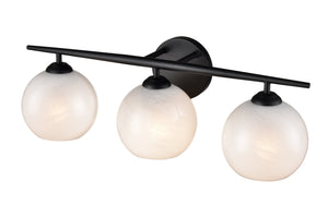 Vanity Fixtures 3 Lamps Kimorra Vanity Light - Matte Black - White Cloud Glass - 23.88in. Wide