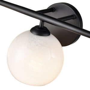 Vanity Fixtures 3 Lamps Kimorra Vanity Light - Matte Black - White Cloud Glass - 23.88in. Wide