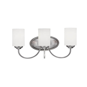 Vanity Fixtures 3 Lamps Lansing Vanity Light - Brushed Pewter - Etched White Glass - 20in. Wide