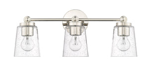 Vanity Fixtures 3 Lamps Lauryn Vanity Light - Polished Nickel - Clear Seeded Glass - 22in. Wide