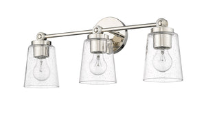 Vanity Fixtures 3 Lamps Lauryn Vanity Light - Polished Nickel - Clear Seeded Glass - 22in. Wide