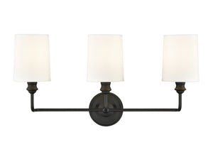 Vanity Fixtures 3 Lamps Leena Vanity Light - Matte Black - White Fabric Shade - 22in. Wide