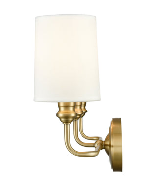 Vanity Fixtures 3 Lamps Leena Vanity Light - Vintage Brass - White Fabric Shade - 22in. Wide