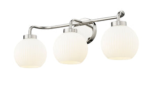 Vanity Fixtures 3 Lamps Oprah Vanity Light - Polished Nickel - Opal Ribbed Glass - 24in. Wide