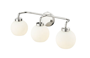 Vanity Fixtures 3 Lamps Oprah Vanity Light - Polished Nickel - Opal Ribbed Glass - 24in. Wide