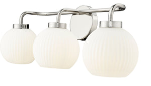 Vanity Fixtures 3 Lamps Oprah Vanity Light - Polished Nickel - Opal Ribbed Glass - 24in. Wide