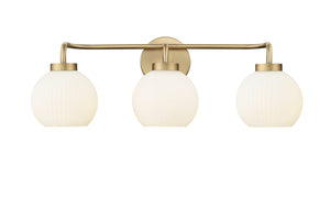 Vanity Fixtures 3 Lamps Oprah Vanity Light - Vintage Brass - Opal Ribbed Glass - 24in. Wide