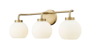 Vanity Fixtures 3 Lamps Oprah Vanity Light - Vintage Brass - Opal Ribbed Glass - 24in. Wide