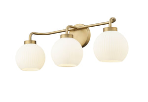 Vanity Fixtures 3 Lamps Oprah Vanity Light - Vintage Brass - Opal Ribbed Glass - 24in. Wide