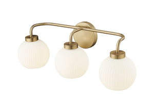 Vanity Fixtures 3 Lamps Oprah Vanity Light - Vintage Brass - Opal Ribbed Glass - 24in. Wide