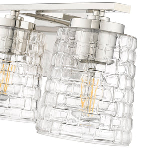 Vanity Fixtures 3 Lamps Saben Vanity Light - Polished Nickel - Clear Woven Glass - 23in. Wide