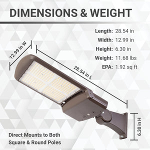 LED Shoe Box 300W/240W/200W LED Area Light With Direct Mount - 3K/4K/5K CCT - 100-277VAC