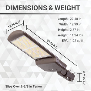 LED Shoe Box 300W/240W/200W LED Area Light With Split Fit Mount - 3K/4K/5K CCT - 100-277VAC