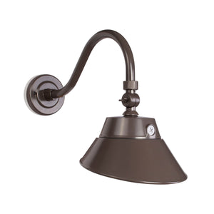 Integrated LED RLM 30W/20W/15W Brown LED Gooseneck Sign Light Fixture - 10in Shade - 3K/4K/5K CCT - 120V - Photocell