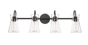 Vanity Fixtures 4 Lamps Camellia Vanity Light - Matte Black - Clear Glass - 30.7in. Wide