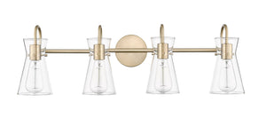 Vanity Fixtures 4 Lamps Camellia Vanity Light - Modern Gold - Clear Glass - 30.7in. Wide