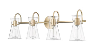 Vanity Fixtures 4 Lamps Camellia Vanity Light - Modern Gold - Clear Glass - 30.7in. Wide