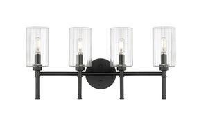 Vanity Fixtures 4 Lamps Chastine Vanity Light - Matte Black - Clear Beveled Glass - 25.5in. Wide