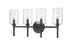 Vanity Fixtures 4 Lamps Chastine Vanity Light - Matte Black - Clear Beveled Glass - 25.5in. Wide