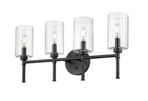 Vanity Fixtures 4 Lamps Chastine Vanity Light - Matte Black - Clear Beveled Glass - 25.5in. Wide