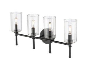 Vanity Fixtures 4 Lamps Chastine Vanity Light - Matte Black - Clear Beveled Glass - 25.5in. Wide