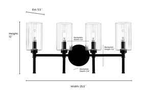 Vanity Fixtures 4 Lamps Chastine Vanity Light - Polished Nickel - Clear Beveled Glass - 25.5in. Wide