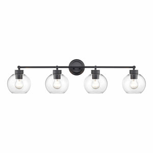 Vanity Fixtures 4 Lamps Jonatan Vanity Light - Matte Black - Clear Glass - 35in. Wide