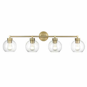 Vanity Fixtures 4 Lamps Jonatan Vanity Light - Vintage Brass - Clear Glass - 35in. Wide