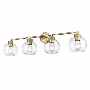 Vanity Fixtures 4 Lamps Jonatan Vanity Light - Vintage Brass - Clear Glass - 35in. Wide