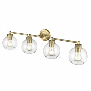 Vanity Fixtures 4 Lamps Jonatan Vanity Light - Vintage Brass - Clear Glass - 35in. Wide