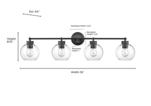 Vanity Fixtures 4 Lamps Jonatan Vanity Light - Vintage Brass - Clear Glass - 35in. Wide