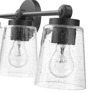 Vanity Fixtures 4 Lamps Lauryn Vanity Light - Matte Black - Clear Seeded Glass - 30.5in. Wide