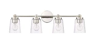 Vanity Fixtures 4 Lamps Lauryn Vanity Light - Polished Nickel - Clear Seeded Glass - 30.5in. Wide