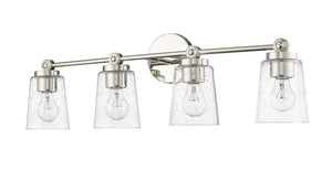 Vanity Fixtures 4 Lamps Lauryn Vanity Light - Polished Nickel - Clear Seeded Glass - 30.5in. Wide