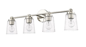 Vanity Fixtures 4 Lamps Lauryn Vanity Light - Polished Nickel - Clear Seeded Glass - 30.5in. Wide