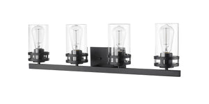 Vanity Fixtures 4 Lamps Lunden Vanity Light - Matte Black - Clear Glass - 30.25in. Wide