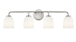 Vanity Fixtures 4 Lamps Norah Vanity Light - Brushed Nickel - Opal Ribbed Glass - 32in. Wide