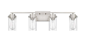 Vanity Fixtures 4 Lamps Serena Vanity Light - Brushed Nickel - Clear Ribbed Glass - 30.5in. Wide