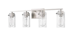 Vanity Fixtures 4 Lamps Serena Vanity Light - Brushed Nickel - Clear Ribbed Glass - 30.5in. Wide