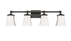 Vanity Fixtures 4 Lamps Sonorra Vanity Light - Matte Black - Opal White Glass - 33.25in. Wide