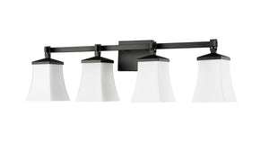 Vanity Fixtures 4 Lamps Sonorra Vanity Light - Matte Black - Opal White Glass - 33.25in. Wide