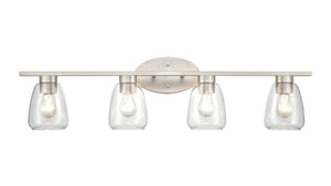 Vanity Fixtures 4 Lamps Vanity Light - Satin Nickel - Clear Glass - 34in. Wide