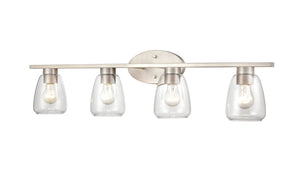 Vanity Fixtures 4 Lamps Vanity Light - Satin Nickel - Clear Glass - 34in. Wide